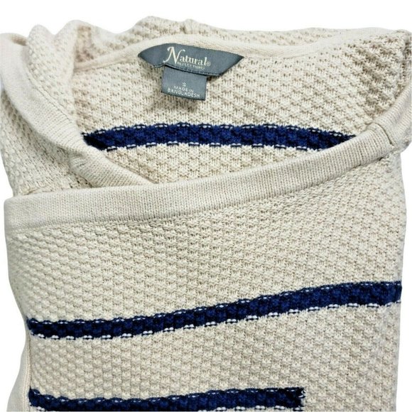 Natural Reflections Women Cardigan Sweater Sz S Navy Cream Open Drape Hoodie - Picture 5 of 5